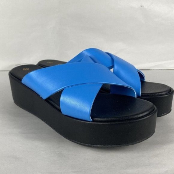 Women's Sportsgirl Size 40 Sienna Blue Modern Casual Crossover Platform Sandal - Picture 7 of 12